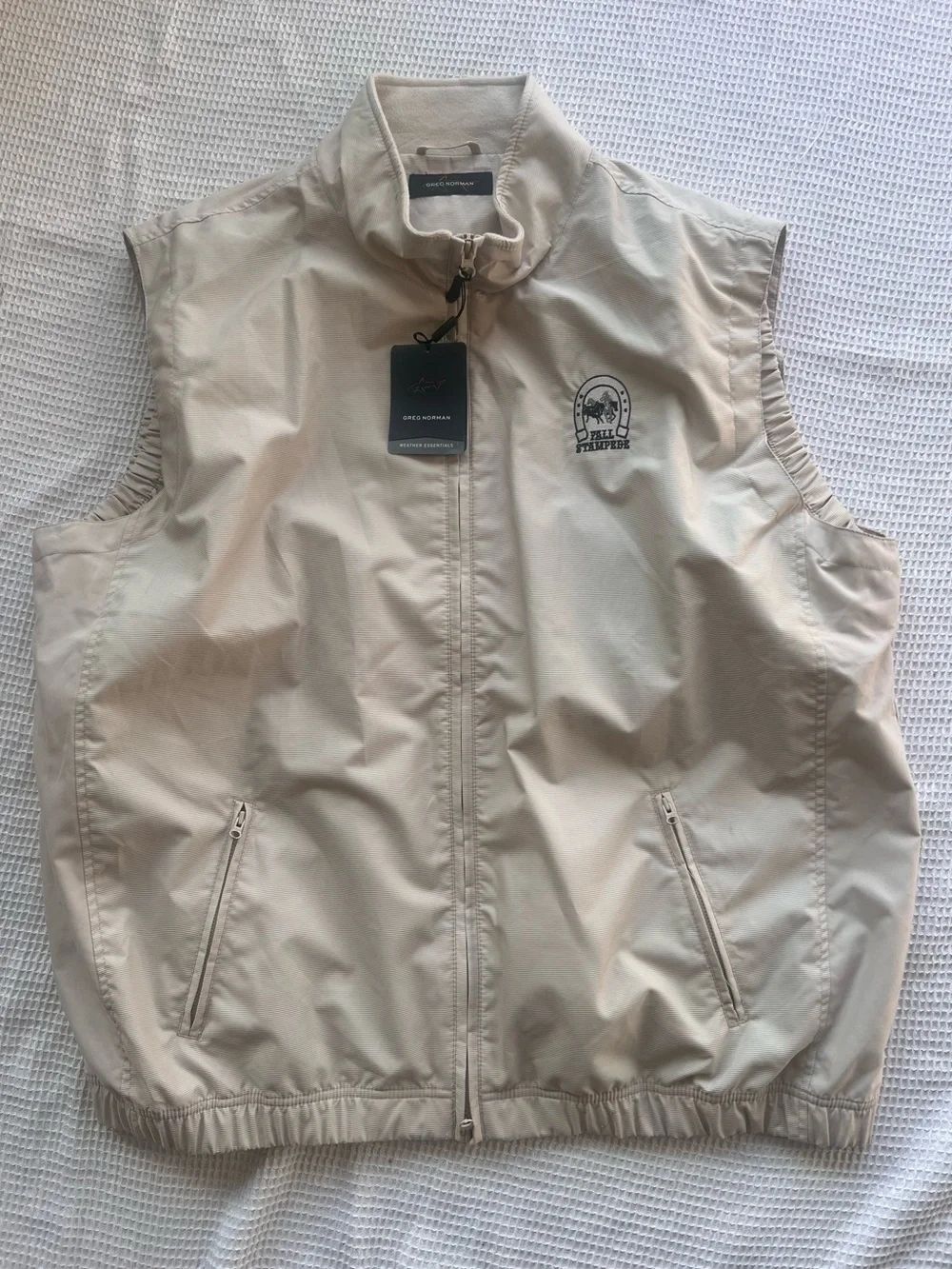NWT Greg Norman Full Zip Golf Vest Beige Windbreaker Lined Lightweight XXL